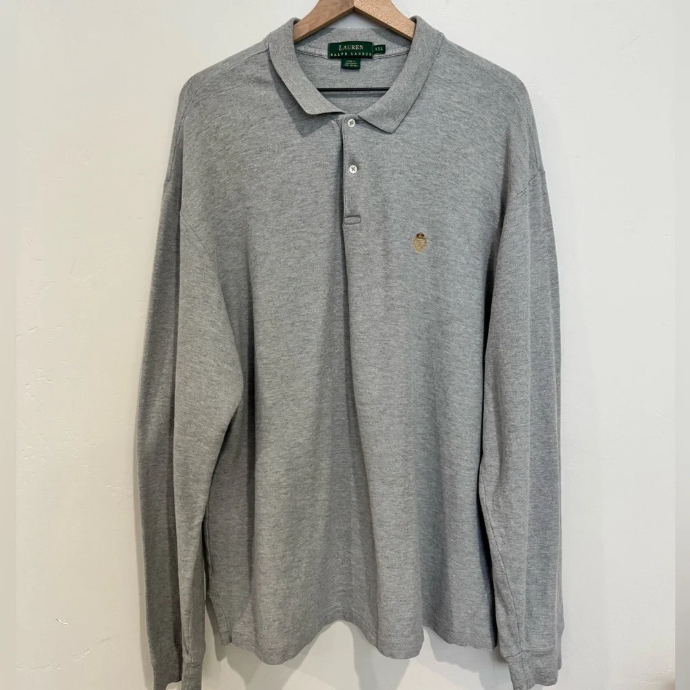 Lauren‎ Ralph Lauren Men’s Gray Long Sleeve Polo Shirt XXL Classic Fit